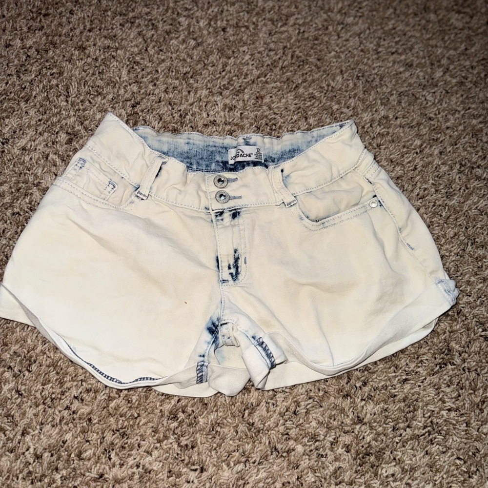 Jordache White Washed Denim Shorts with Blue Accents